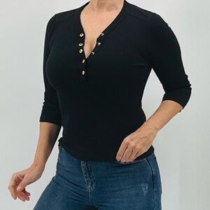 Lauren Ralph Lauren Y2K Americana Heritage Preppy Old Money Ribbed Henley Top